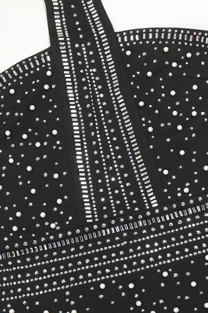 Rhinestone Halter Feather Trim Mini Dress Lavish Daily