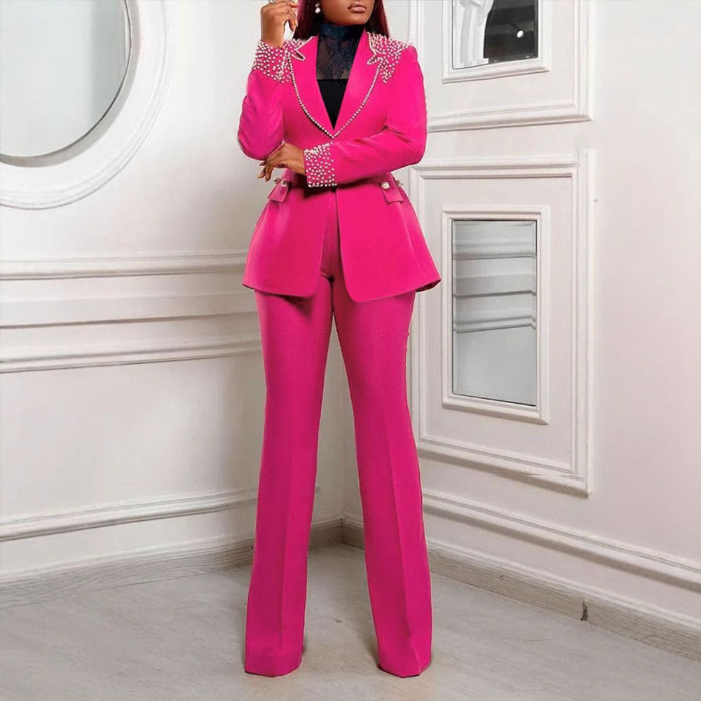 Long Sleeve Slim Fit Stretch Suit Set Lavish Daily