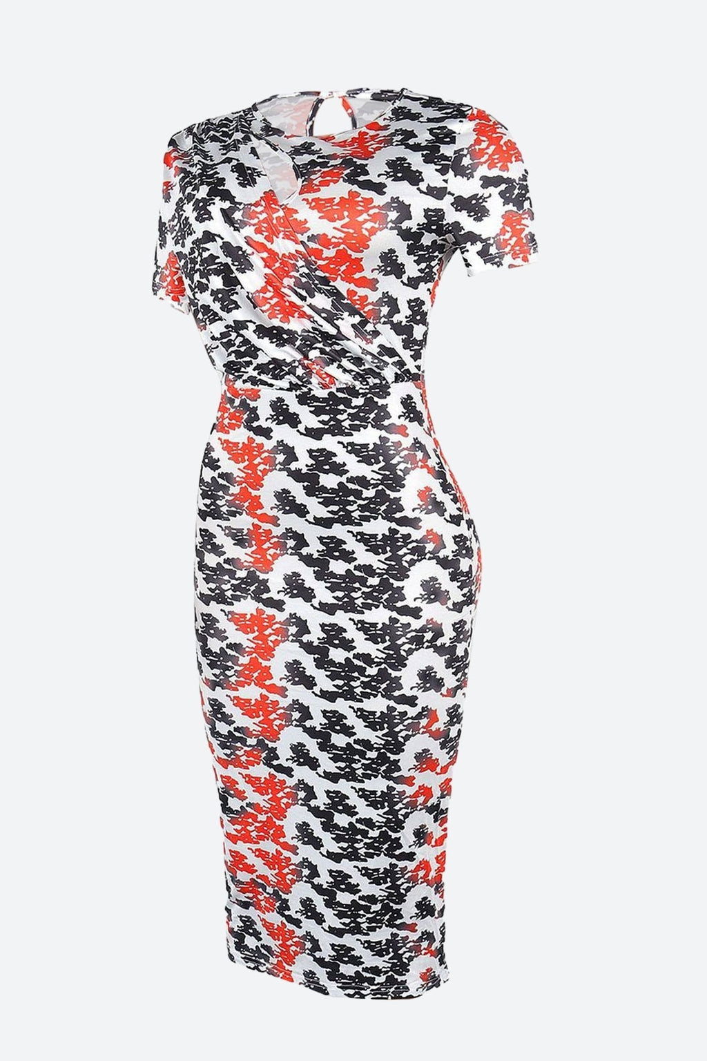 Printed Bodycon Back Slit Dress Lavish Daily