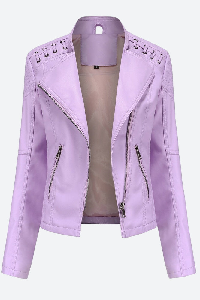 Women Classic Leather Jacket Lavish Daily
