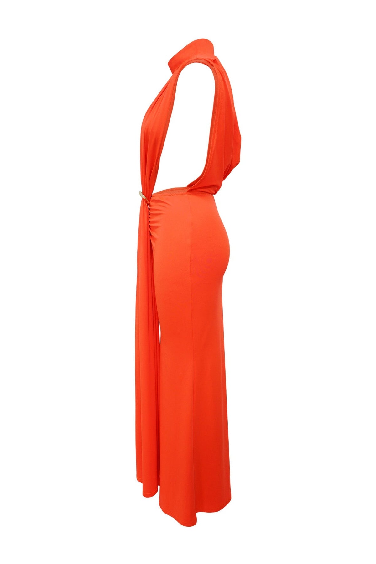 Mock Neck Cutout Ruched Maxi Dress Lavish Daily