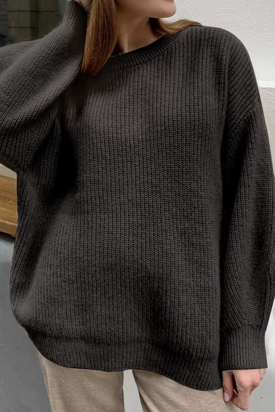 Oversized Striped Knitted Crew Neck Jumper Lavish Daily