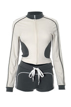Zip-up Long Sleeve Drawstring Low Rise Pant set Lavish Daily
