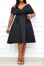 Fallen Shoulder Midi Dress Lavish Daily