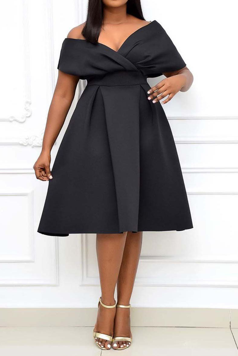 Fallen Shoulder Midi Dress Lavish Daily