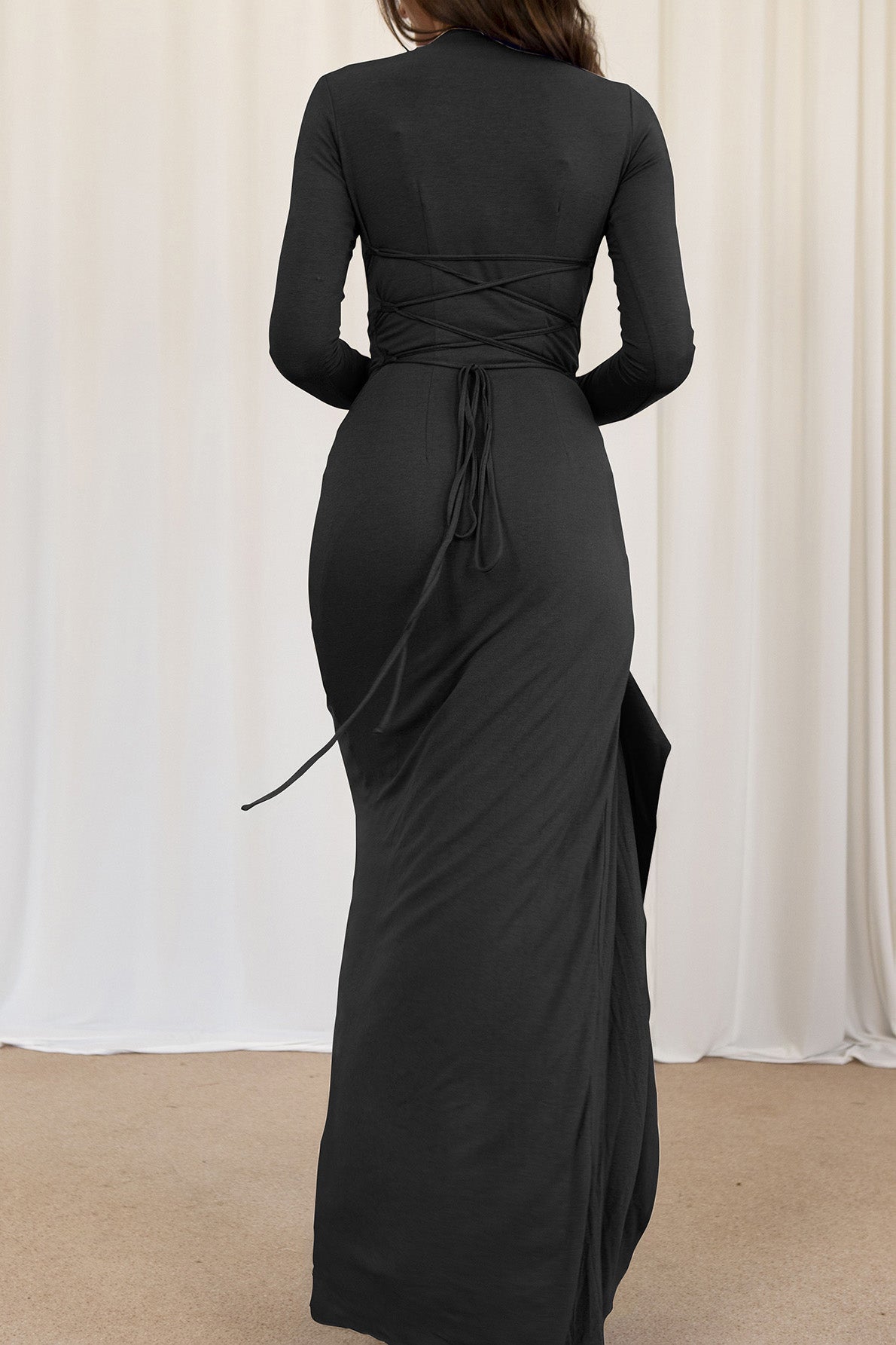 Long Sleeve Knot Detail Maxi Dress Lavish Daily
