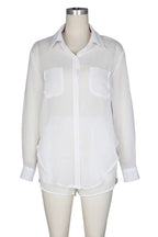Sheer Long Sleeves Top Shorts Set Lavish Daily