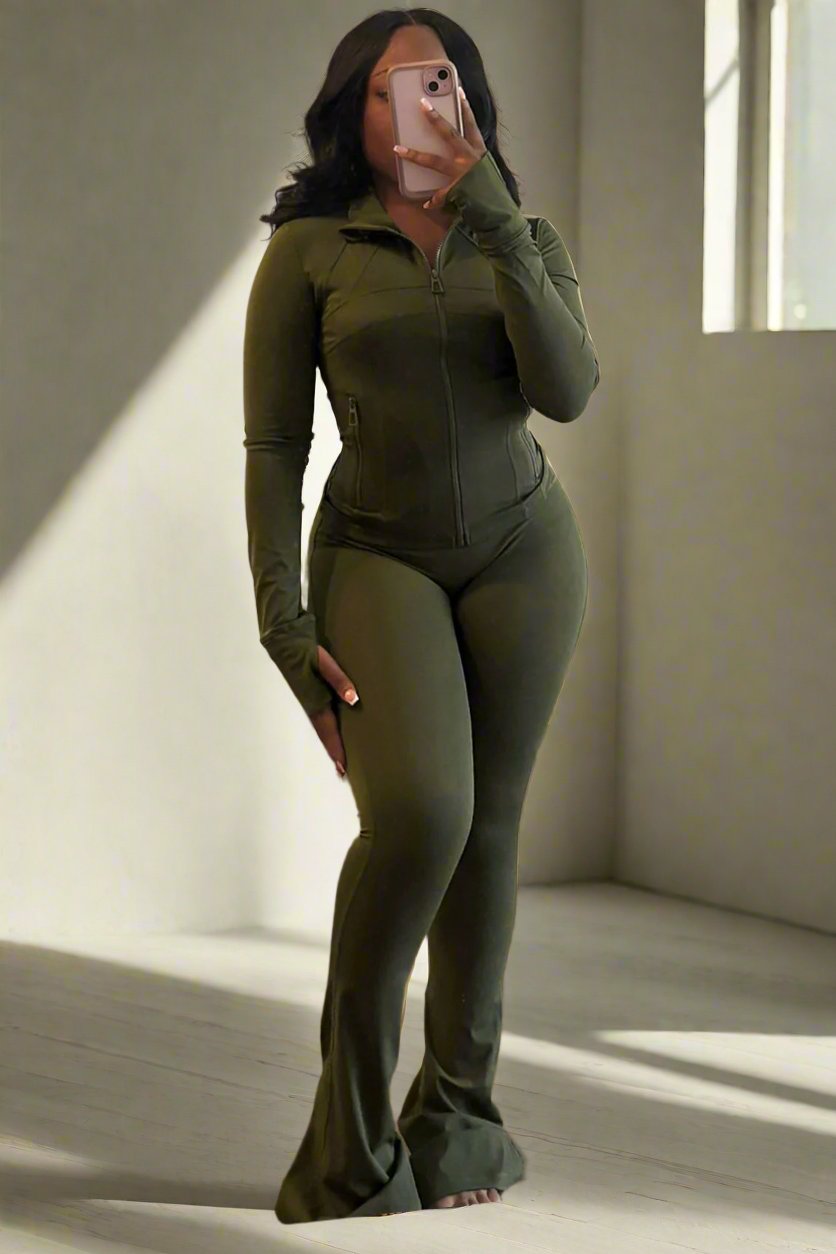 Shape Jacket & Flare Pants Activewear Set Lavish Daily