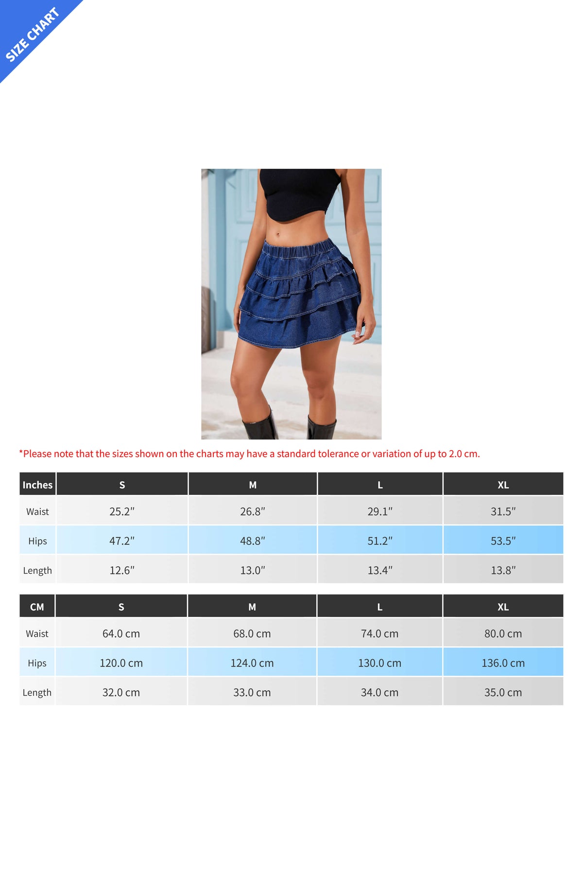Tiered Ruffle Jean Mini Skirt Lavish Daily