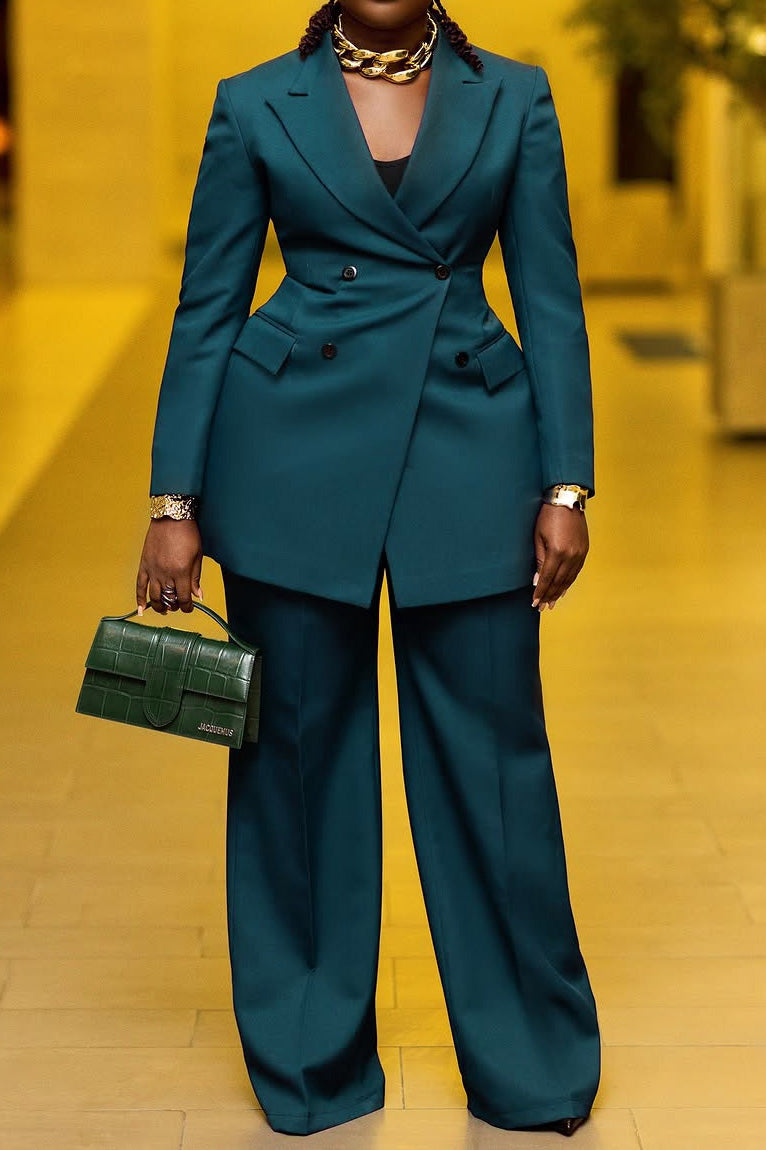 Blazer Lapel Collar & Pants Set Lavish Daily