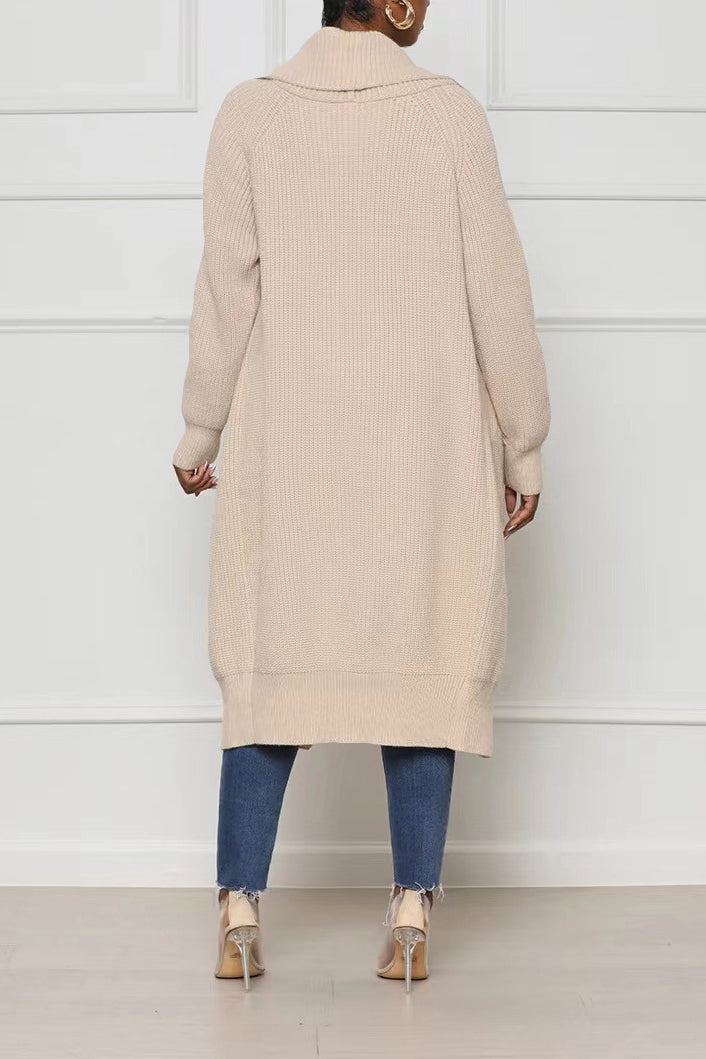 Solid Color Long Knit Cardigans Lavish Daily