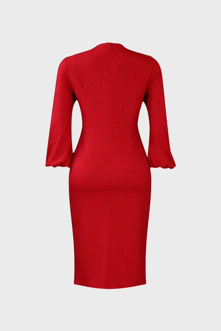 V-Neck Patchwork One-Step Skirt Dress Lavish Daily