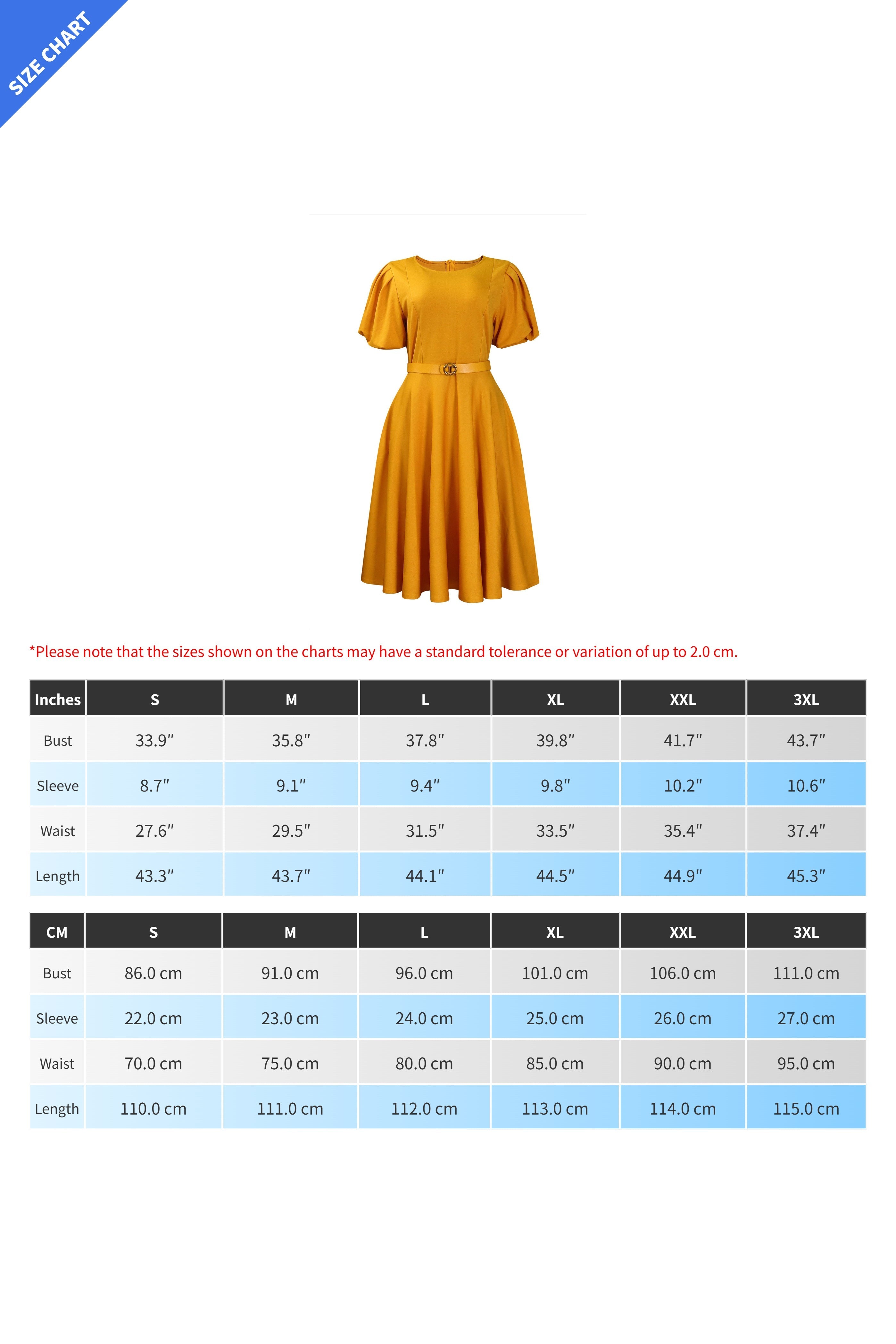 Puff-Sleeve Belted A-Line Midi Dress Lavish Daily