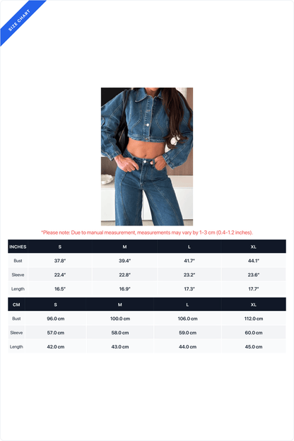 Contrast-Stitch Cropped Denim Jacket Lavish Daily