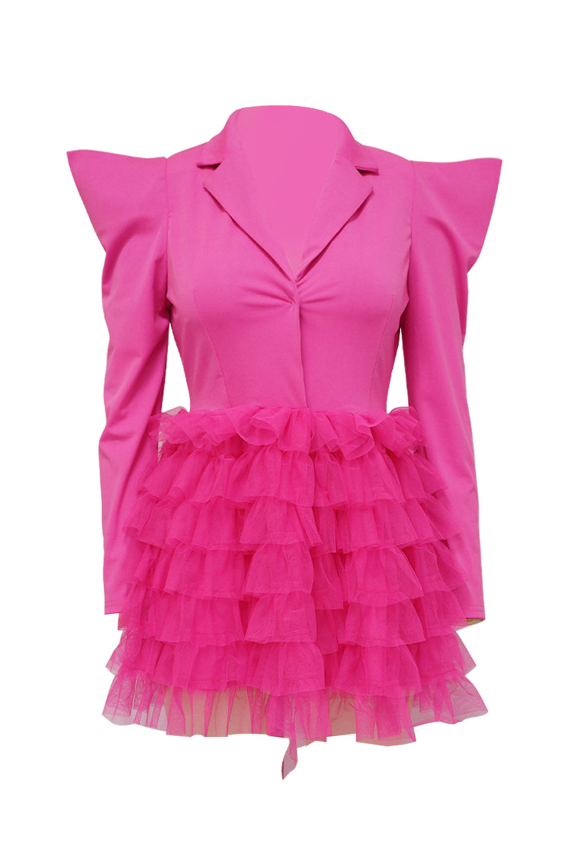 Statement Shoulder Tulle Blazer Dress Lavish Daily