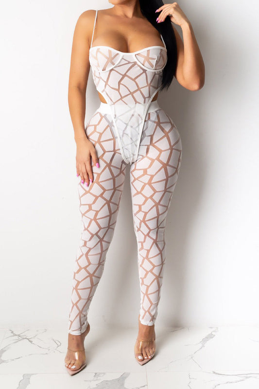 Geometric Sheer Mesh Bodysuit Set Lavish Daily
