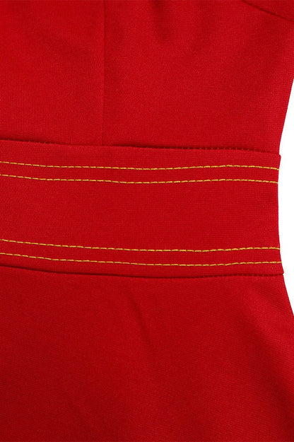 Contrast-Trim Fit-and-Flare Midi Dress Lavish Daily