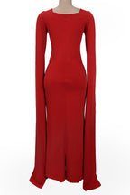 Crystal Embellished Cape Sleeve Maxi Dress LavishDaily