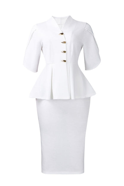 Elegant Peplum Top & Pencil Skirt Set Lavish Daily