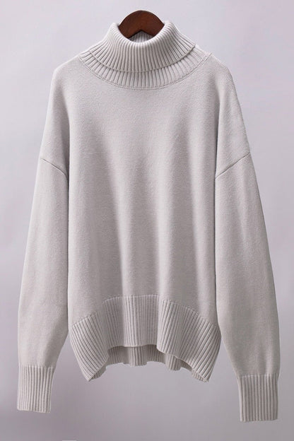 Turtleneck Long Sleeve Sweater Lavish Daily