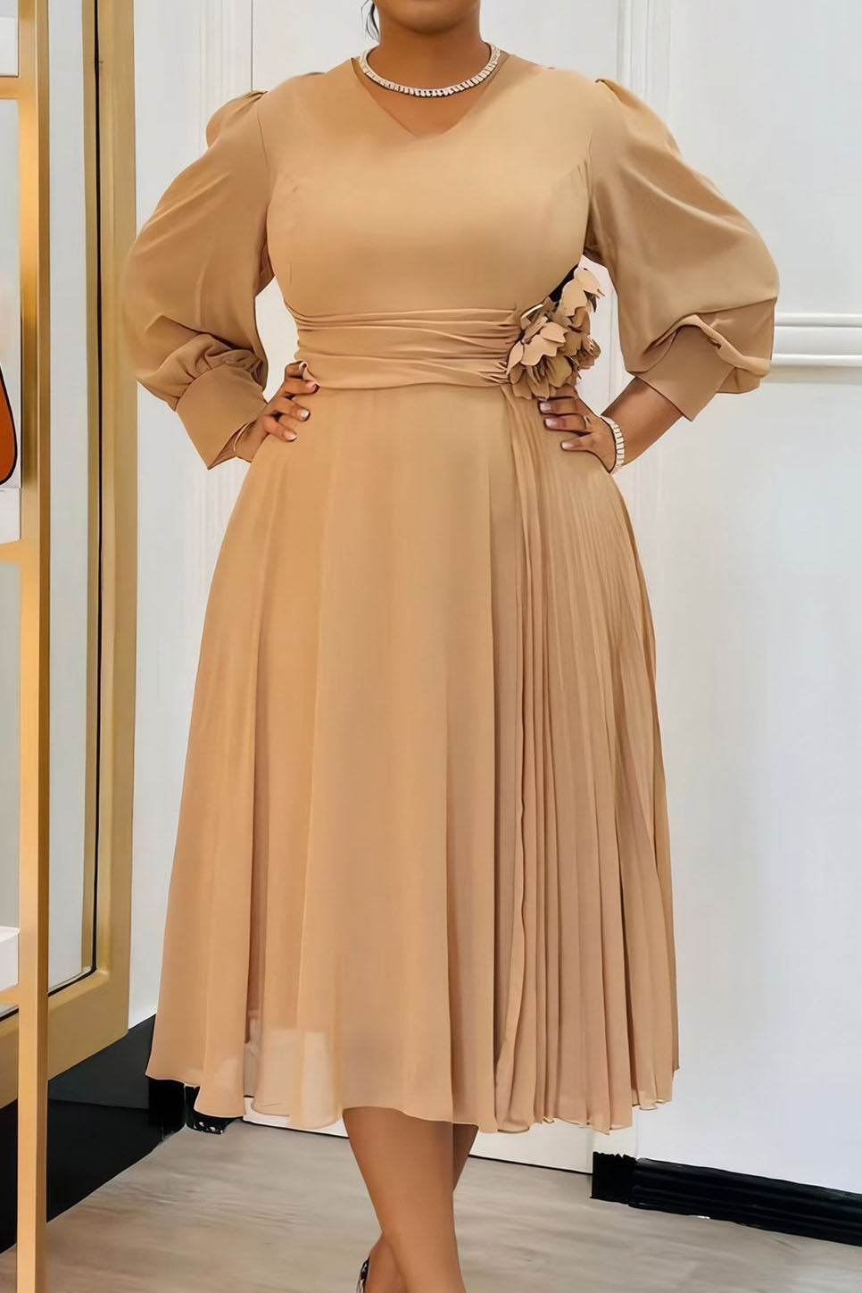 Solid Color A-Line Dress Lavish Daily