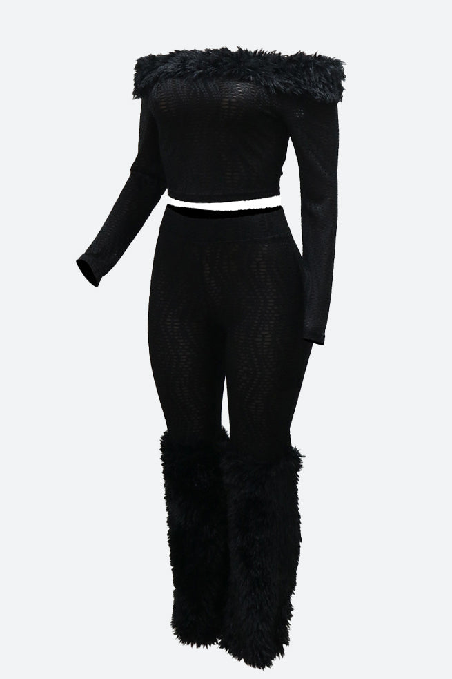 Feather Trim Glamour Set Lavish Daily