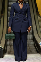 Blazer Lapel Collar & Pants Set Lavish Daily