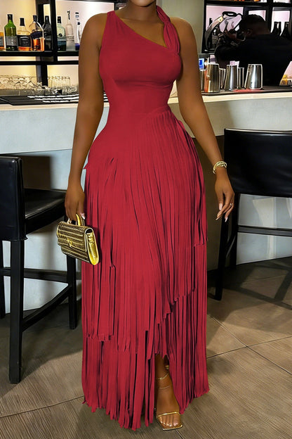 Asymmetrical Fringe Party Maxi Dress Lavish Daily