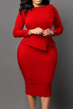 Bodycon Long Sleeve Midi Pencil Dress Lavish Daily