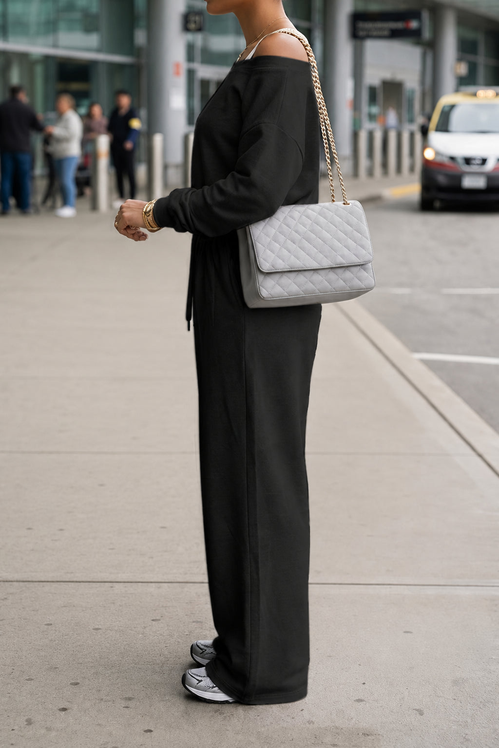 Off-Shoulder Sweatshirt & Wide-Leg Pants Set Lavish Daily