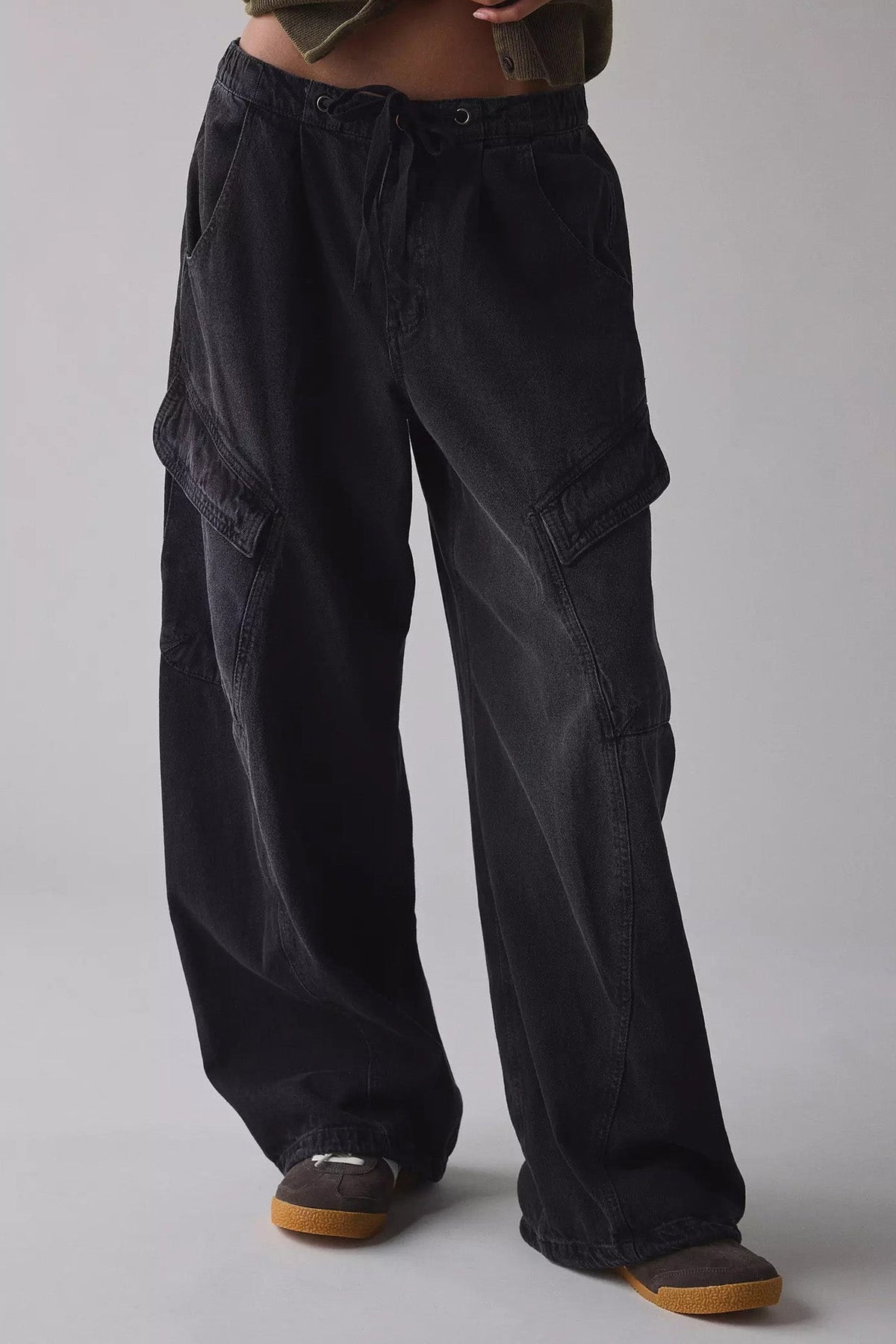 Drawstring Waist Baggy Cargo Jeans Lavish Daily