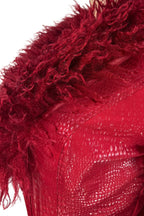 Fur Collar & Cuff Metallic Top and Shorts Set Lavish Daily