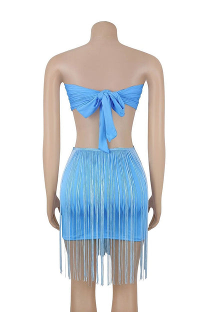 Strapless O-Ring Cutout Fringe Mini Dress Lavish Daily