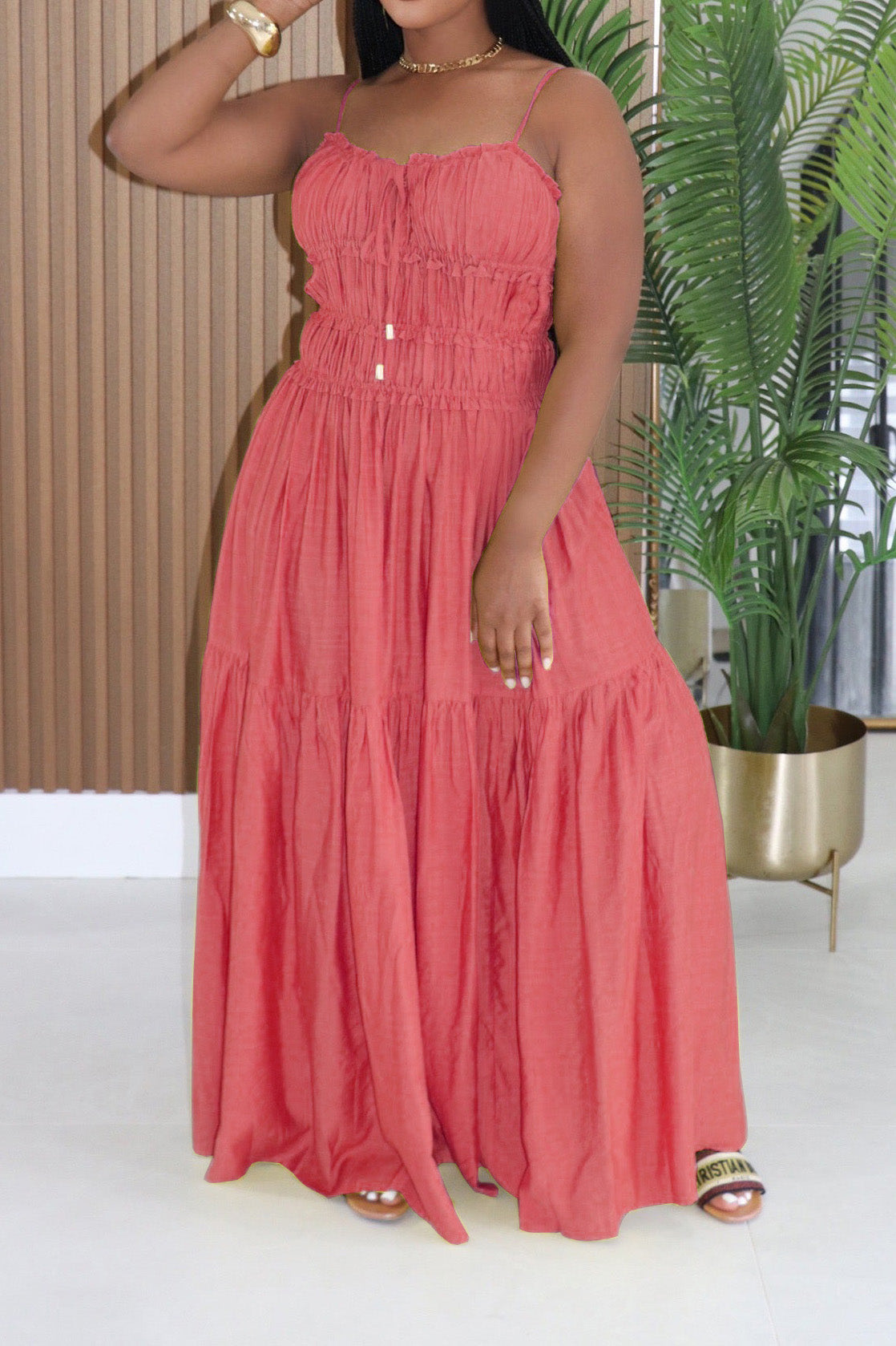 Smocked Tiered Boho Maxi Dress Lavish Daily