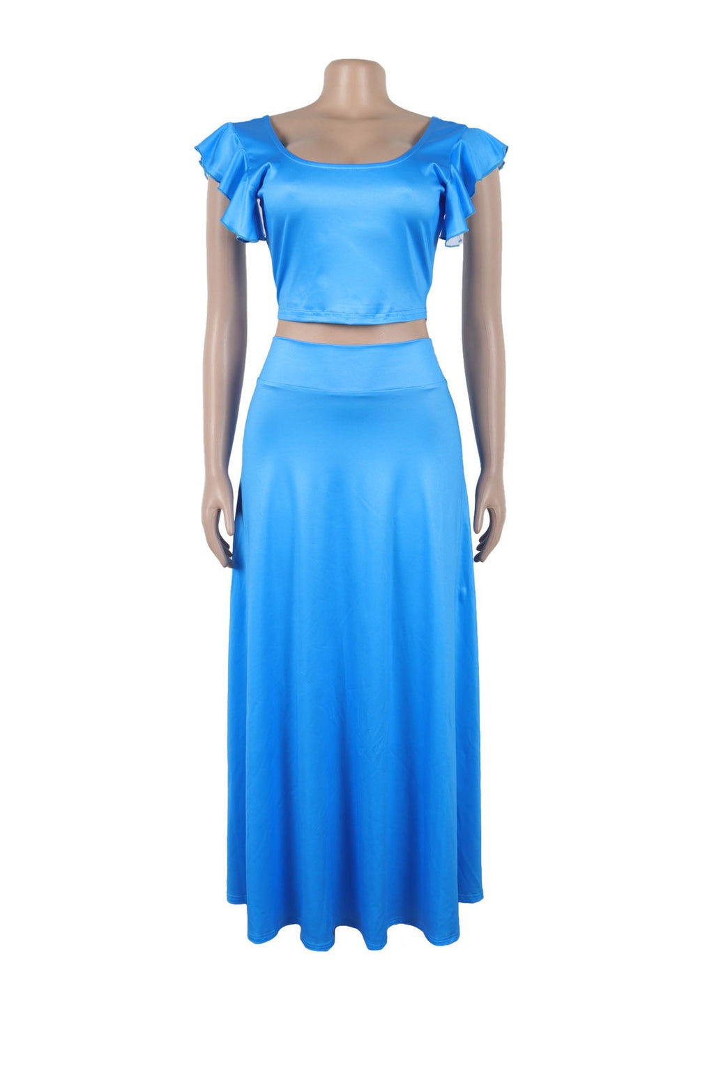 Elastic Solid Color Long Dress Two-Piece Set Lavish Daily