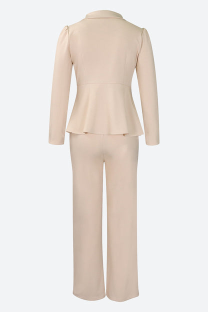 Lapel Blazer & Pants Set Lavish Daily