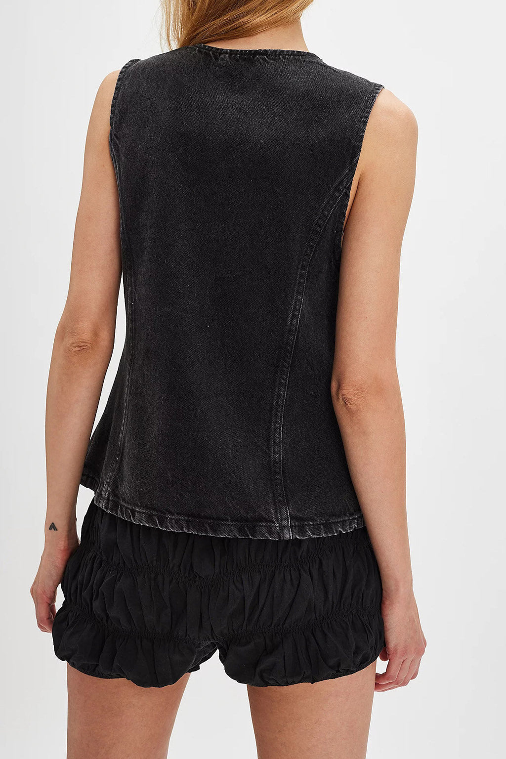 Slim Fit Buttoned Sleeveless Denim Vest Lavish Daily