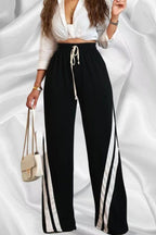 Striped Sweatpants Drawstring Straight Leg Pants Lavish Daily