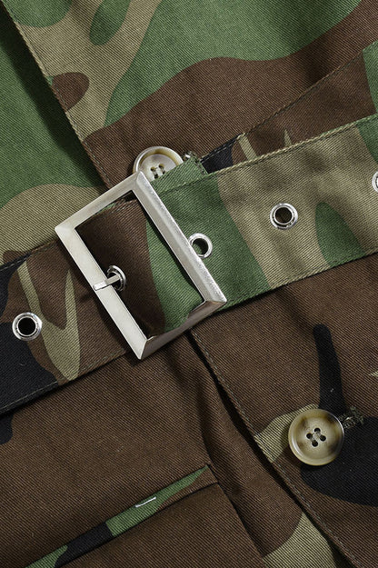 Belted Camo Button-Up Jacket Lavish Daily