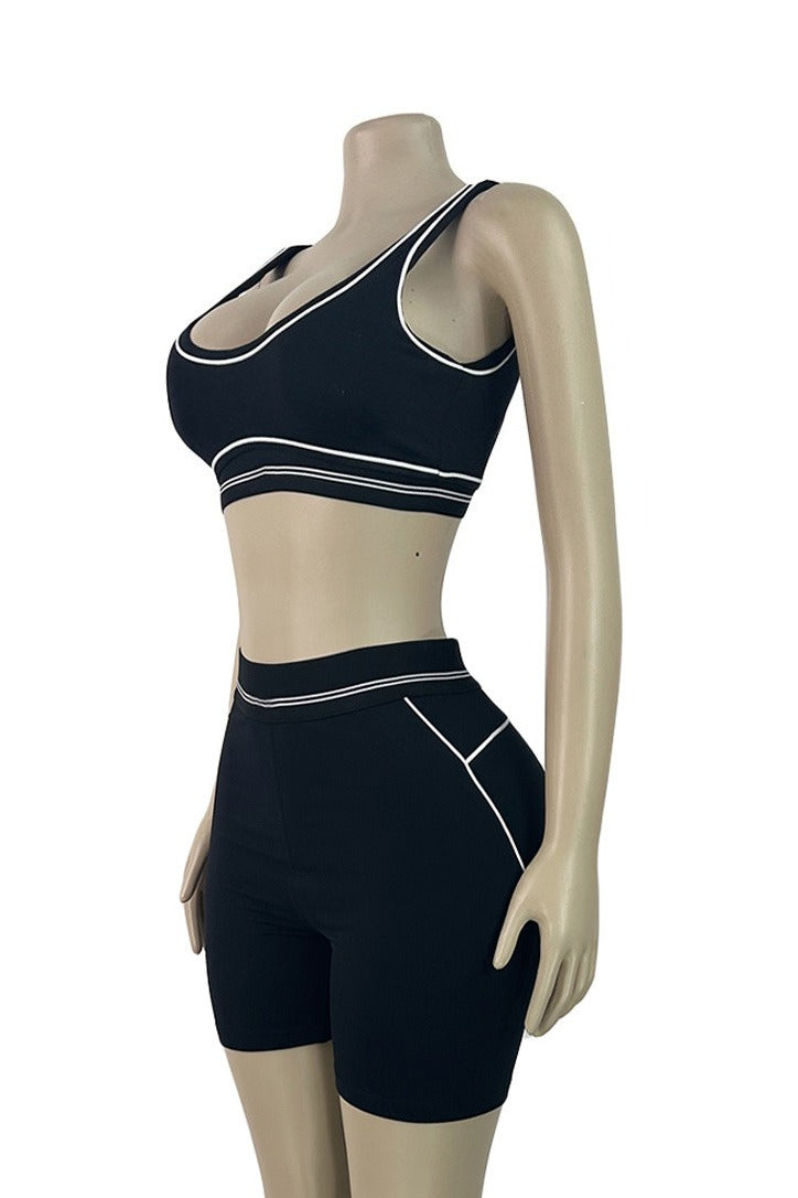 Contour Piping Biker Short Set Lavish Daily