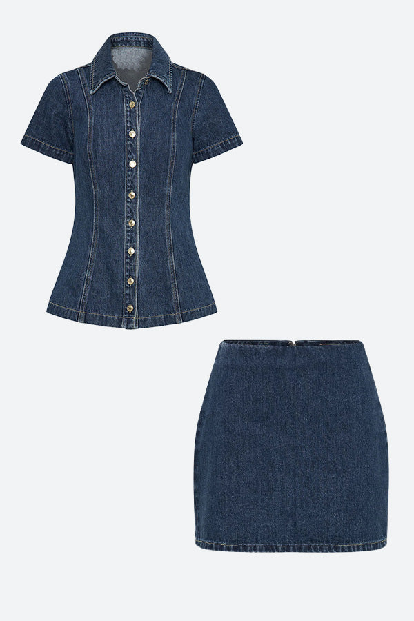 Denim Mini Skirt And Top Two Piece Set Lavish Daily