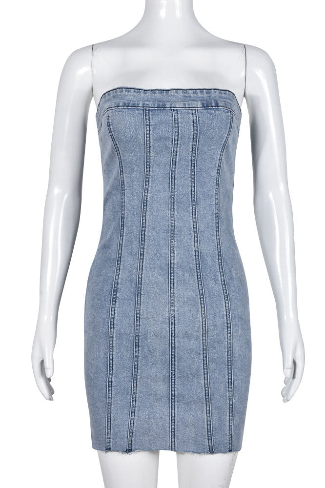 Strapless Mini Denim Dress Lavish Daily