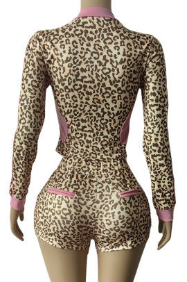 Leopard Print Long Sleeve Stretch Set Lavish Daily