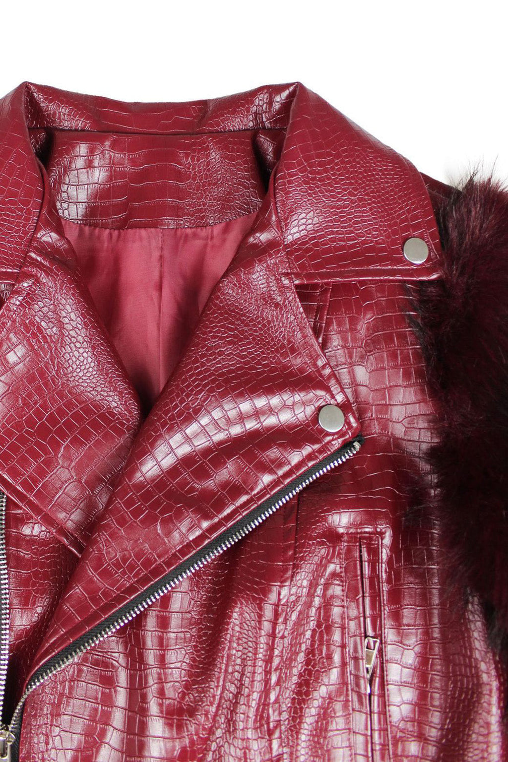 Faux Fur Trim Faux Leather Jacket Lavish Daily