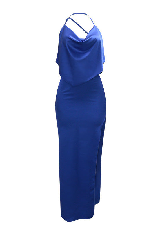 Draped Halter Maxi Dress Lavish Daily