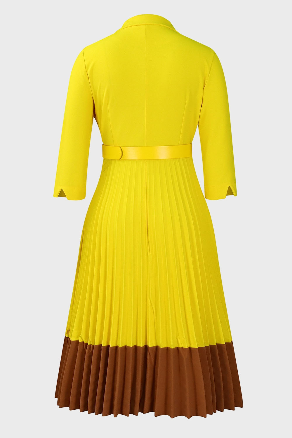 Two-Tone Belted Pleated Dress Lavish Daily