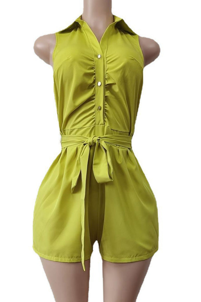 Sleeveless Tie Waist Casual Romper Lavish Daily