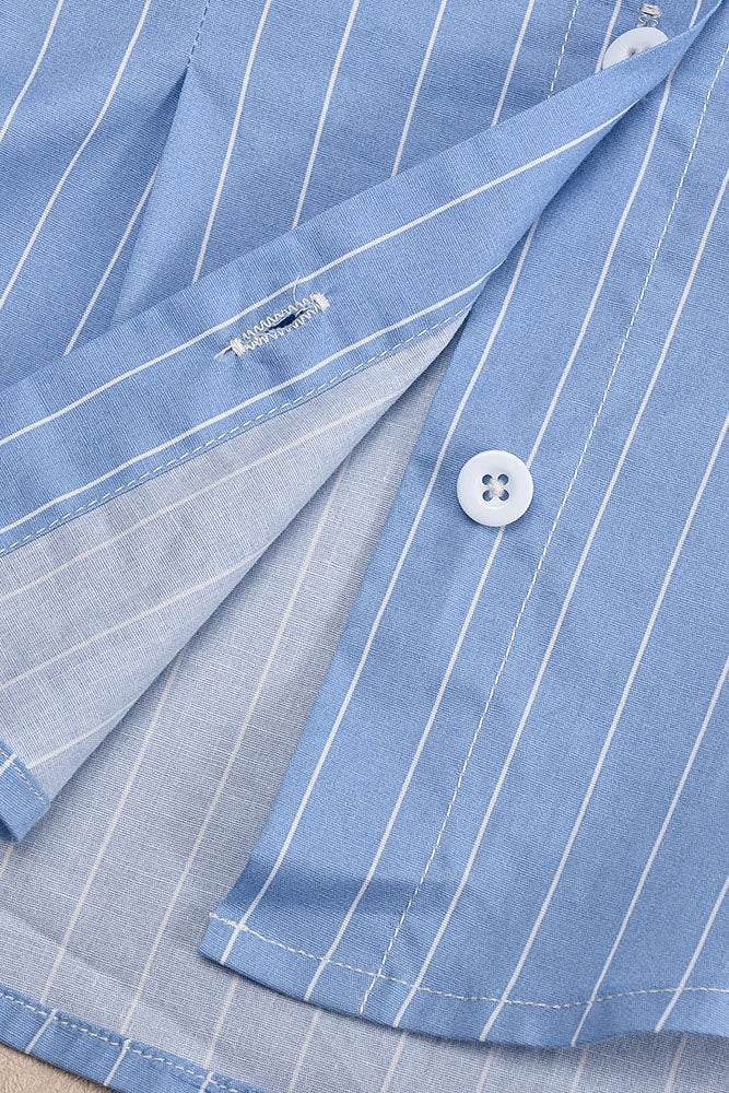 Striped Shoulder Button Down Shirt Lavish Daily