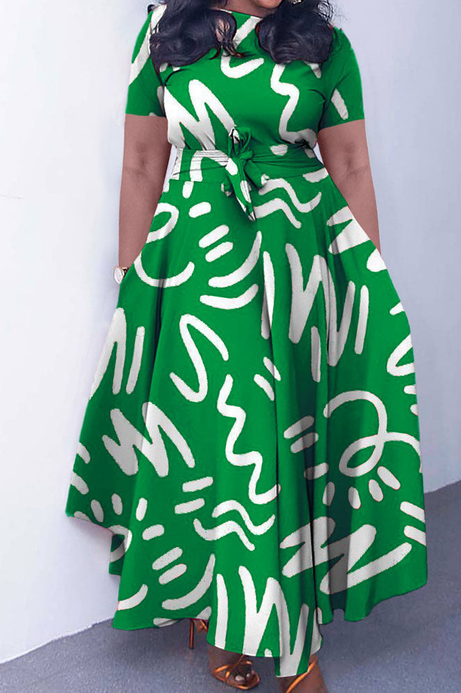 Tie-Waist Floral Print Short Sleeve Dress Lavish Daily