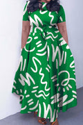 Tie-Waist Floral Print Short Sleeve Dress Lavish Daily